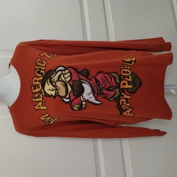 Disney women's Large rust color grumpy long sleeve tee allergic to happy people - Picture 1 of 9